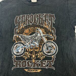 Revn Sprocket Rocket Graphic T-Shirt Black Size 8/10 Motorcycle Design